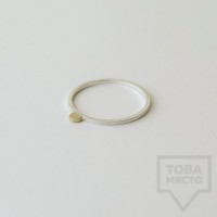 Сребърен пръстен Pin - със златен елемент 5 сребрист 