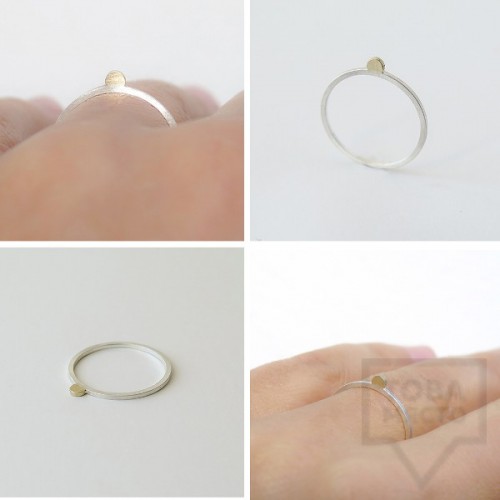 Сребърен пръстен Pin - със златен елемент 5 сребрист