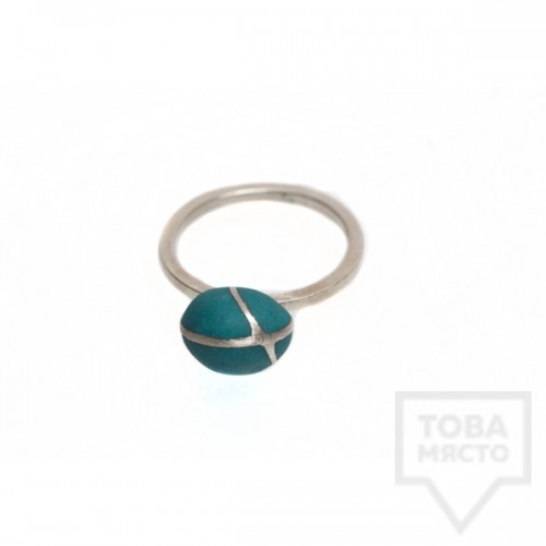 Сребърен пръстен Polina Dimitrova-minimalistic turquoise