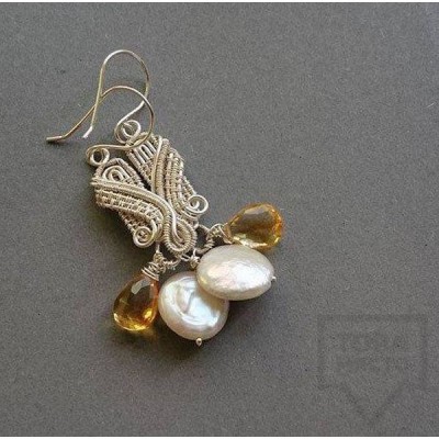 Ръчно изработени обеци Songe Jewelry - Golden Pearls