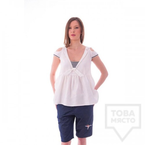 Дизайнерска бяла блуза VIVASTELLA - круиз 