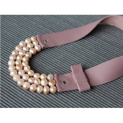 Ръчно изработено колие Vyara Tzeneva Jewellery - triple pink pearls