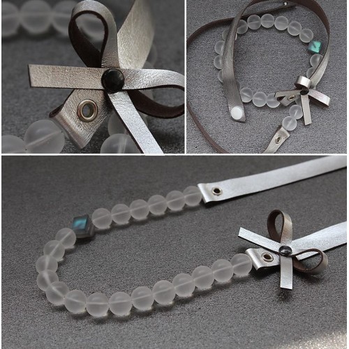 Ръчно изработено колие Vyara Tzeneva Jewellery - single grey transperant