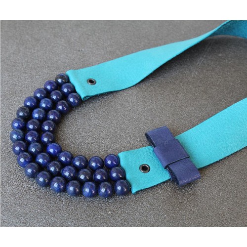 Ръчно изработено колие Vyara Tzeneva Jewellery - triple blue deep blue