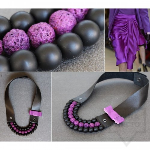 Ръчно изработено колие Vyara Tzeneva Jewellery - triple black purple