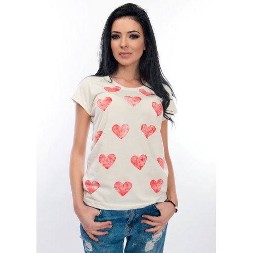 Дамска тениска - WhiteBerry със сърца