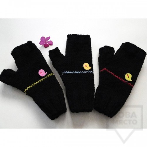 Зимни дамски  ръкавици  Moxxy - black birds