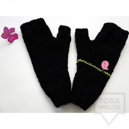 Зимни дамски  ръкавици  Moxxy - black birds