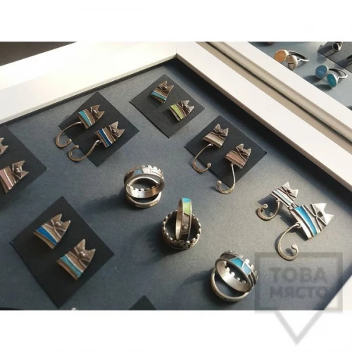 Silver earrings by Topreva- blue kitties