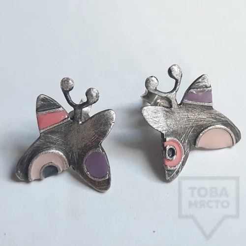 Silver earrings by Topreva - color butterflies