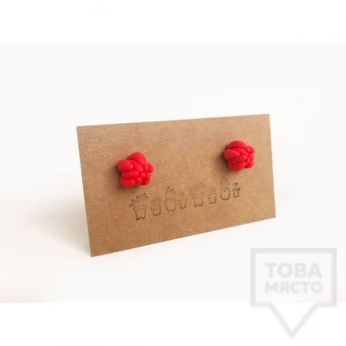 Ръчно изработени обеци 3va - "SuccuLove" - red