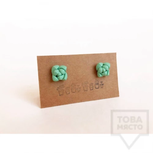 Ръчно изработени обеци 3va - "SuccuLove" mint