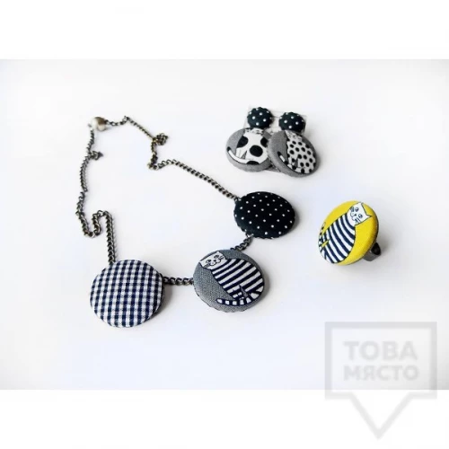 Дизайнерско колие Nadya's Knit - Котка в мъгла