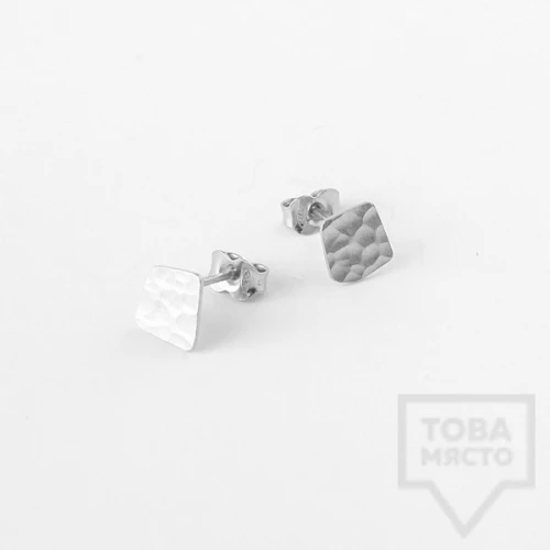 Асиметрични сребърни обеци Pin - сребристи