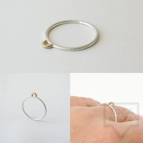 Silver ring Pin - with gold element 2 silver