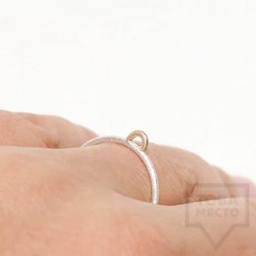 Silver ring Pin - with gold element 2 silver