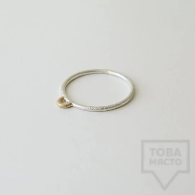 Silver ring Pin - with gold element 2 silver