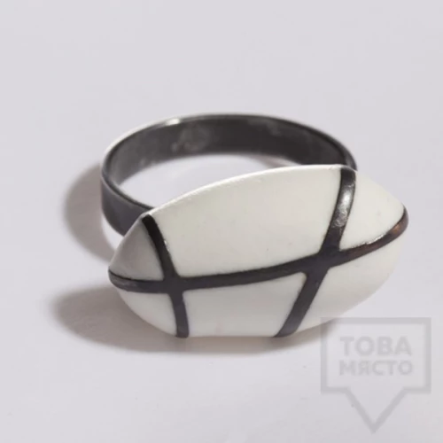 Сребърен пръстен Polina Dimitrova - stone geometry white