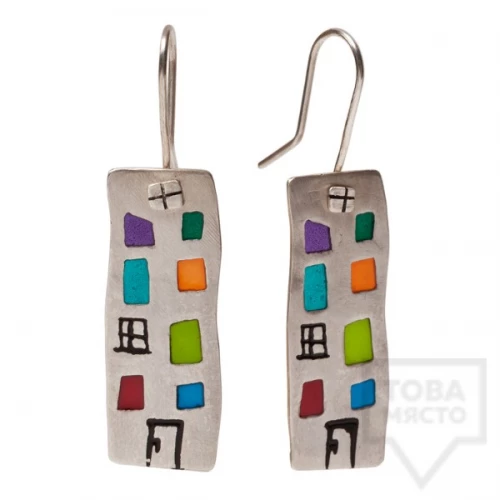 Silver dangling earrings Polina Dimitrova-buildings
