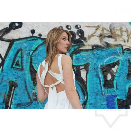 Дизайнерска рокля Polina Petrova - criss cross back White