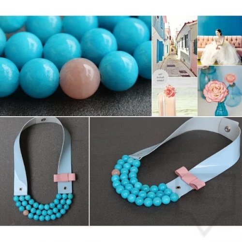 Ръчно изработено колие Vyara Tzeneva Jewellery - tripple milk blue  