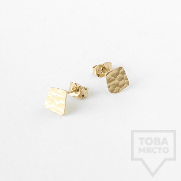 Асиметрични сребърни обеци Pin - жълто злато