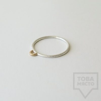 Сребърен пръстен Pin - със златен елемент 2 сребрист