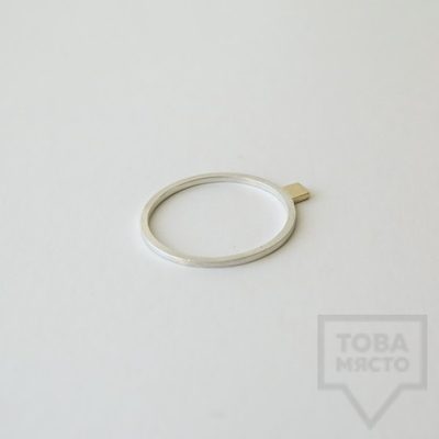 Сребърен пръстен Pin - със златен елемент 4 сребрист
