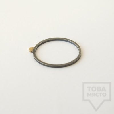 Сребърен пръстен Pin - със златен елемент 5 оксидиран